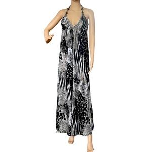 Paradise Women’s Animal Print Leopard Print Halter Maxi Dress Size Small